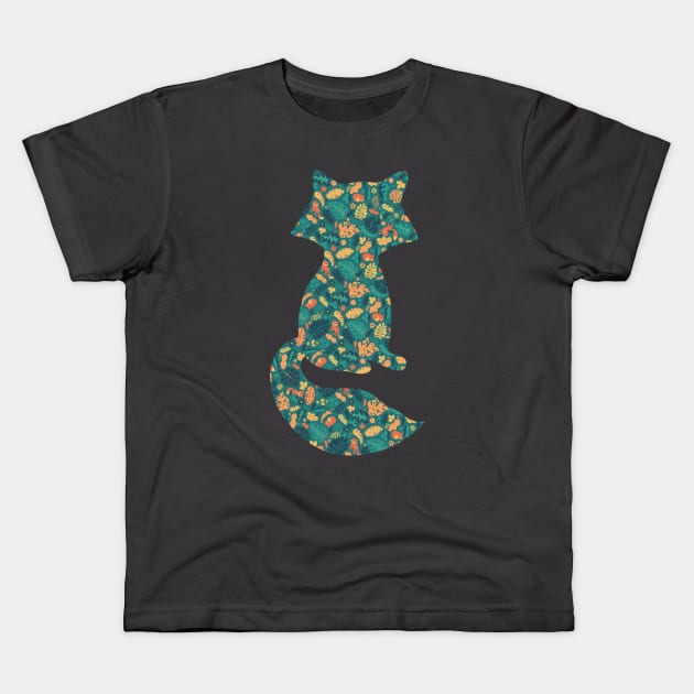 Foxes in a Colorful Jungle With Flowers - Silhouette Kids T-Shirt by zorrorojo